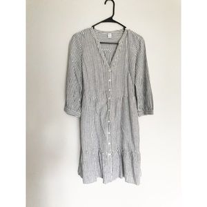 Gray Striped Button Up Midi Dress Old Navy